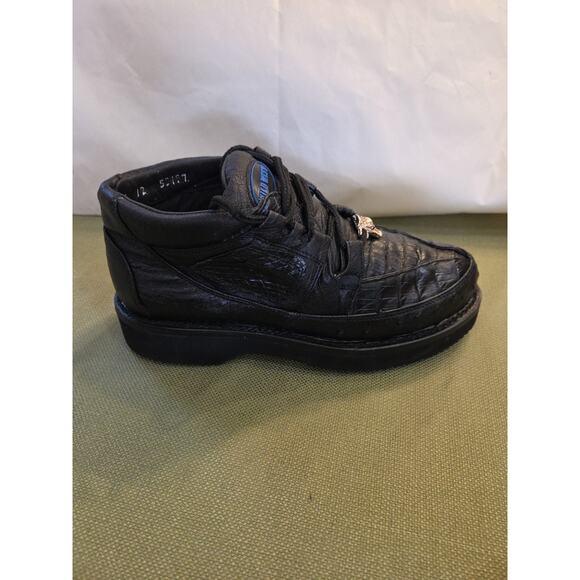 Wild West Genuine NATURAL Caiman Crocodile Ostrich Casual Shoes Lace Up Black main image 8